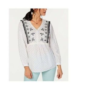 Style & Co M Embroidered Top 1S25